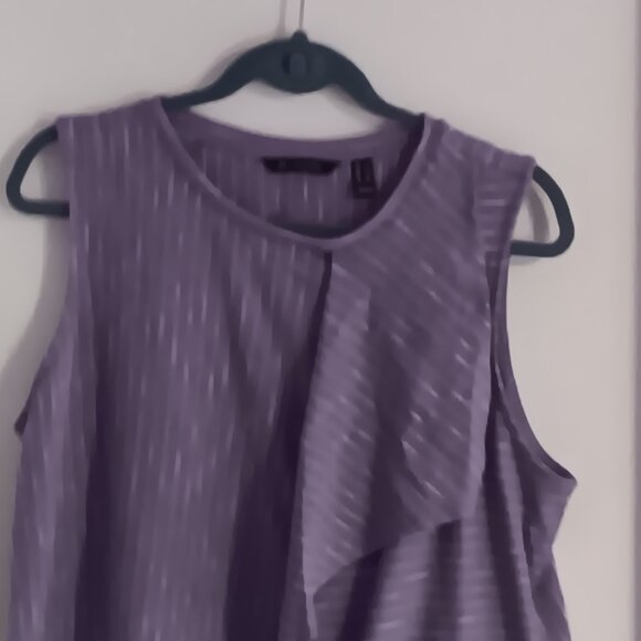H by Halston Stripped Sleeveless tank with flounce drape large lavender - Picture 2 of 3